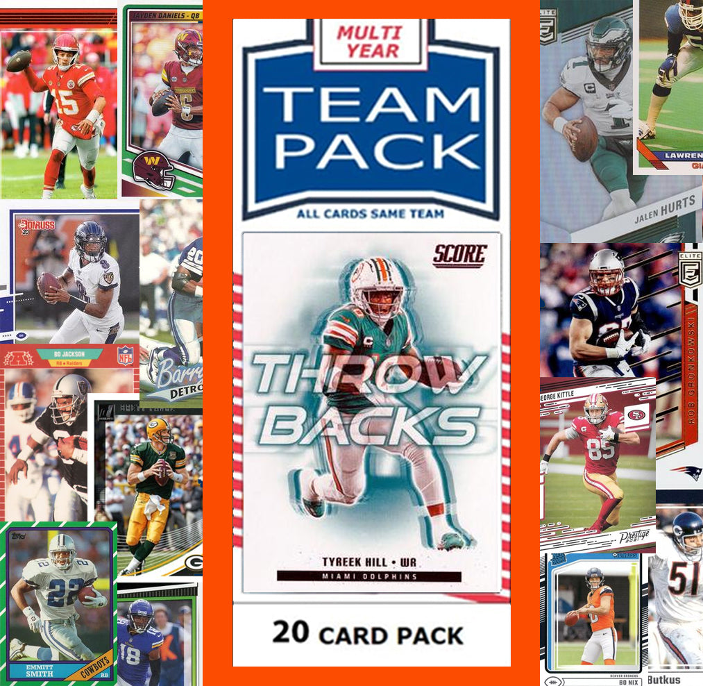 20 Card Team Pack Miami Dolphins 2025 Score 2024 Donruss Tyreek Hill Dan Marino plaque