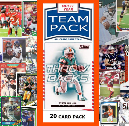 20 Card Team Pack Miami Dolphins 2025 Score 2024 Donruss Tyreek Hill Dan Marino plaque