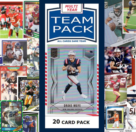 20 Card Team Pack New England Patriots Drake Maye 2025 Score 2024 Donruss plaque