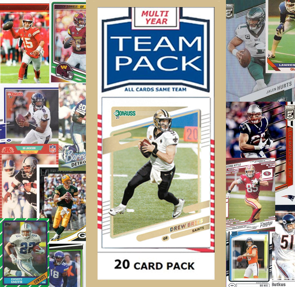 20 Card Team Pack New Orleans Saints Drew Brees 2025 Score 2024 Donruss plaque