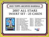 2025 Topps Archives Insert Complete Set 2007 All Stars Aaron Judge Ohtani Ripken Skenes