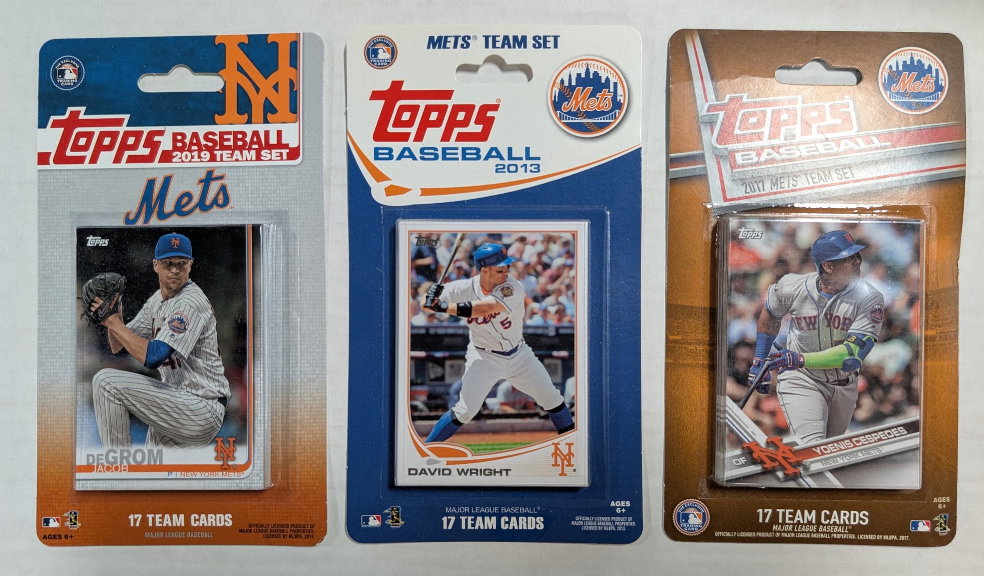 2017 2019 2013 New York Mets Topps Factory Team Set Bundle - Jacob DeGrom David Wright hand-collated team set
