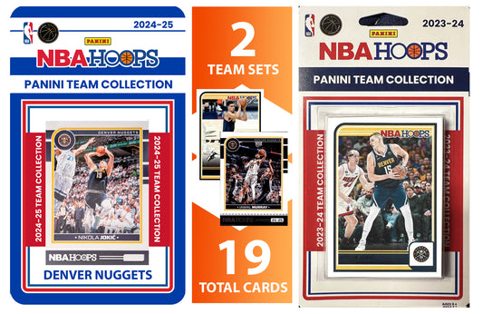 2023 2024 2025 NBA Hoops Factory Sealed NBA Basketball Card 2 Team Set Bundle Denver Nuggets - 19 Cards Total - Nikola Jokic, Jama hand-collated team set
