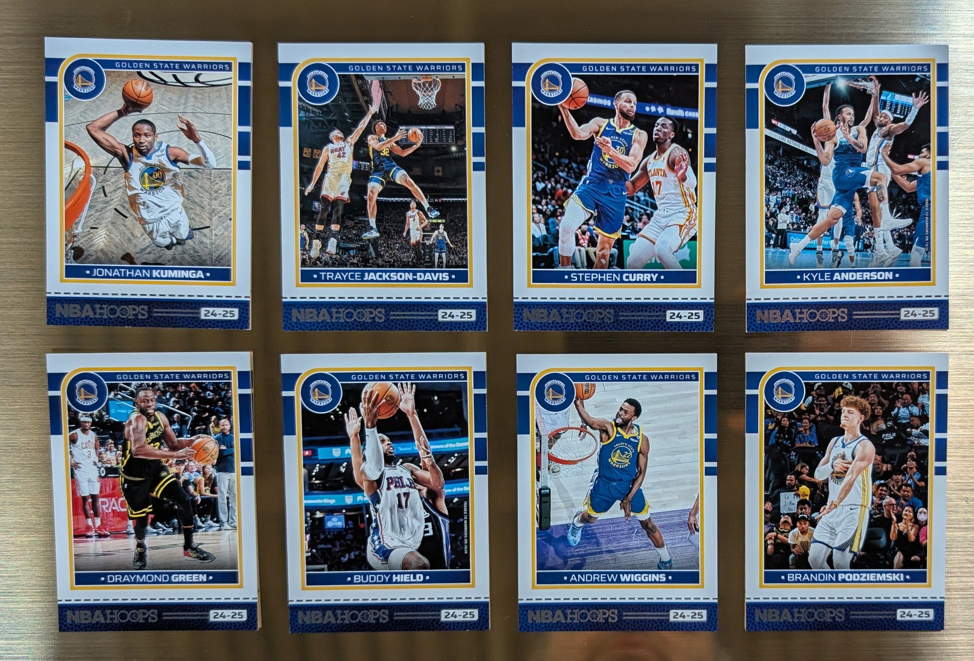 2023 2024 2025 NBA Hoops Factory Sealed NBA Basketball Card 2 Team Set Bundle Golden State Warriors - 17 Cards Total - Steph Curry hand-collated team set
