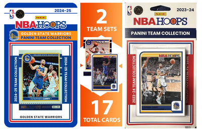 2023 2024 2025 NBA Hoops Factory Sealed NBA Basketball Card 2 Team Set Bundle Golden State Warriors - 17 Cards Total - Steph Curry hand-collated team set