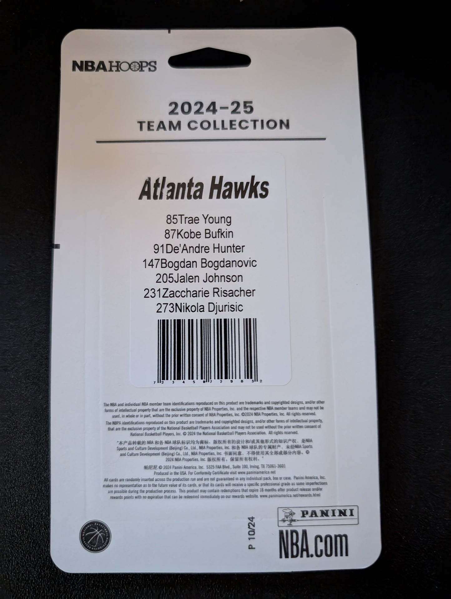 2024-25 NBA Hoops Factory Sealed Team Set Atlanta Hawks Trae Young Risacher RC plaque