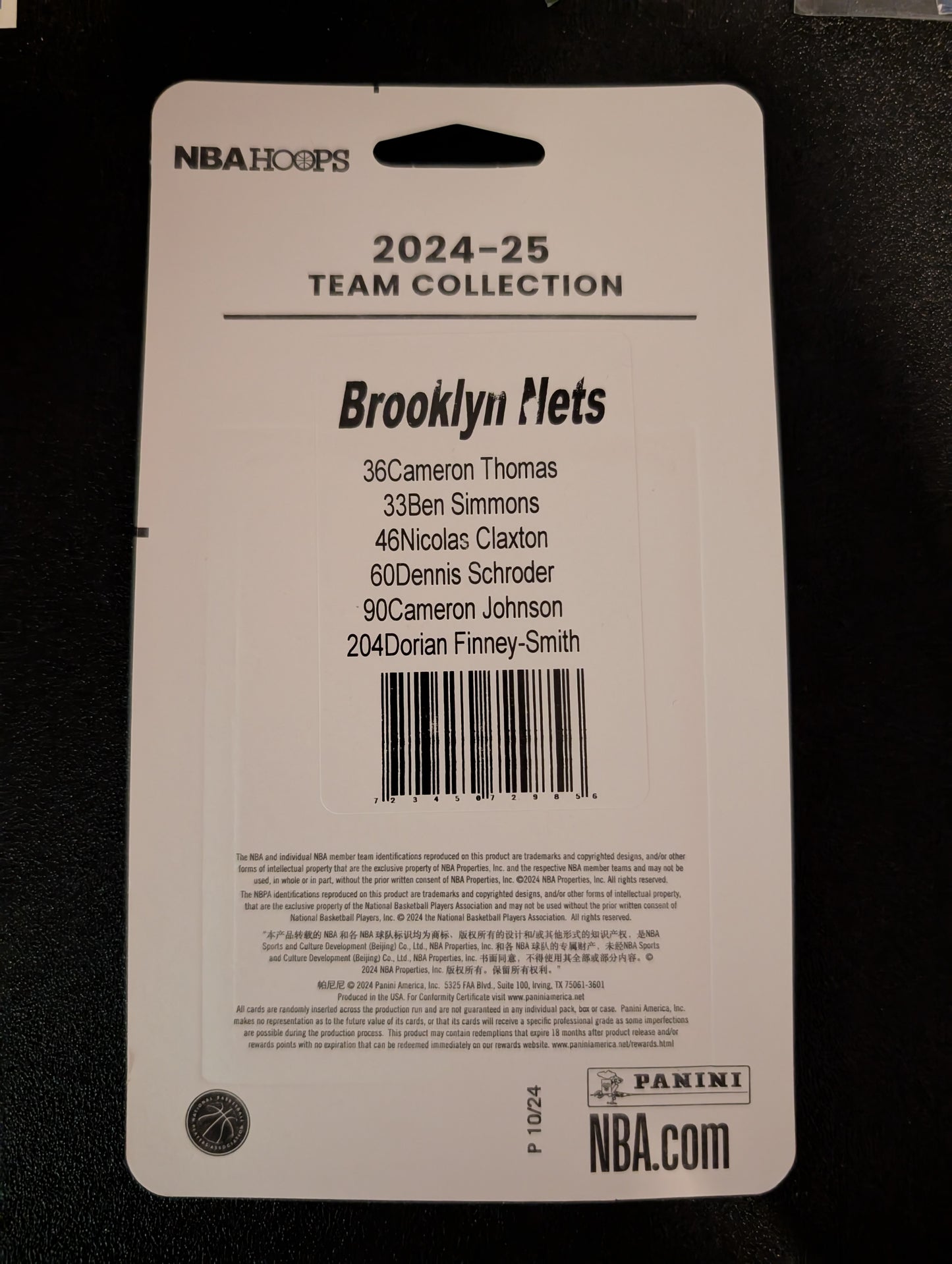 2024-25 NBA Hoops Factory Sealed Team Set Brooklyn Nets Cameron Thomas plaque