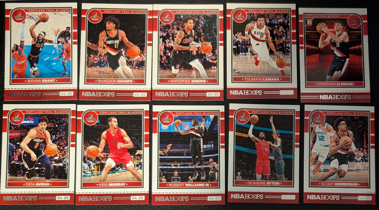2024-25 NBA Hoops Factory Sealed Team Set Portland Trail Blazers Anfernee Simons plaque