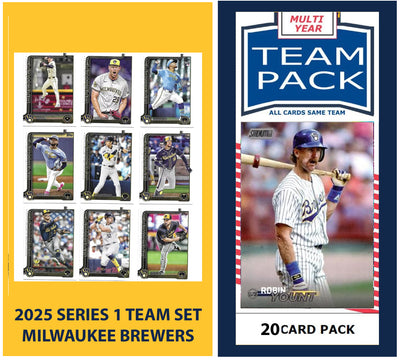 2024 Baseball Team Pack  20 Card Pack Robin Yount + 2025 Topps Series 1 Team Set - Brewers plaque