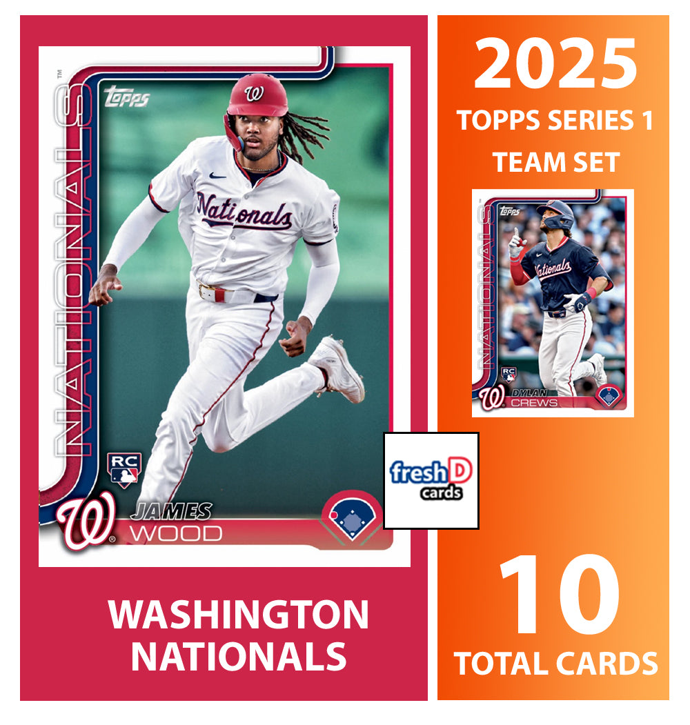 2024 Baseball Team Pack Nationals 20 Card Pack Juan Soto + 2025 Topps Series 1 Team Set - Abrams James Wood plaque