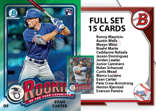 2024 Bowman Rookie Of The Year Favorites ROY Chrome Set Caminero Dominguez PCA plaque