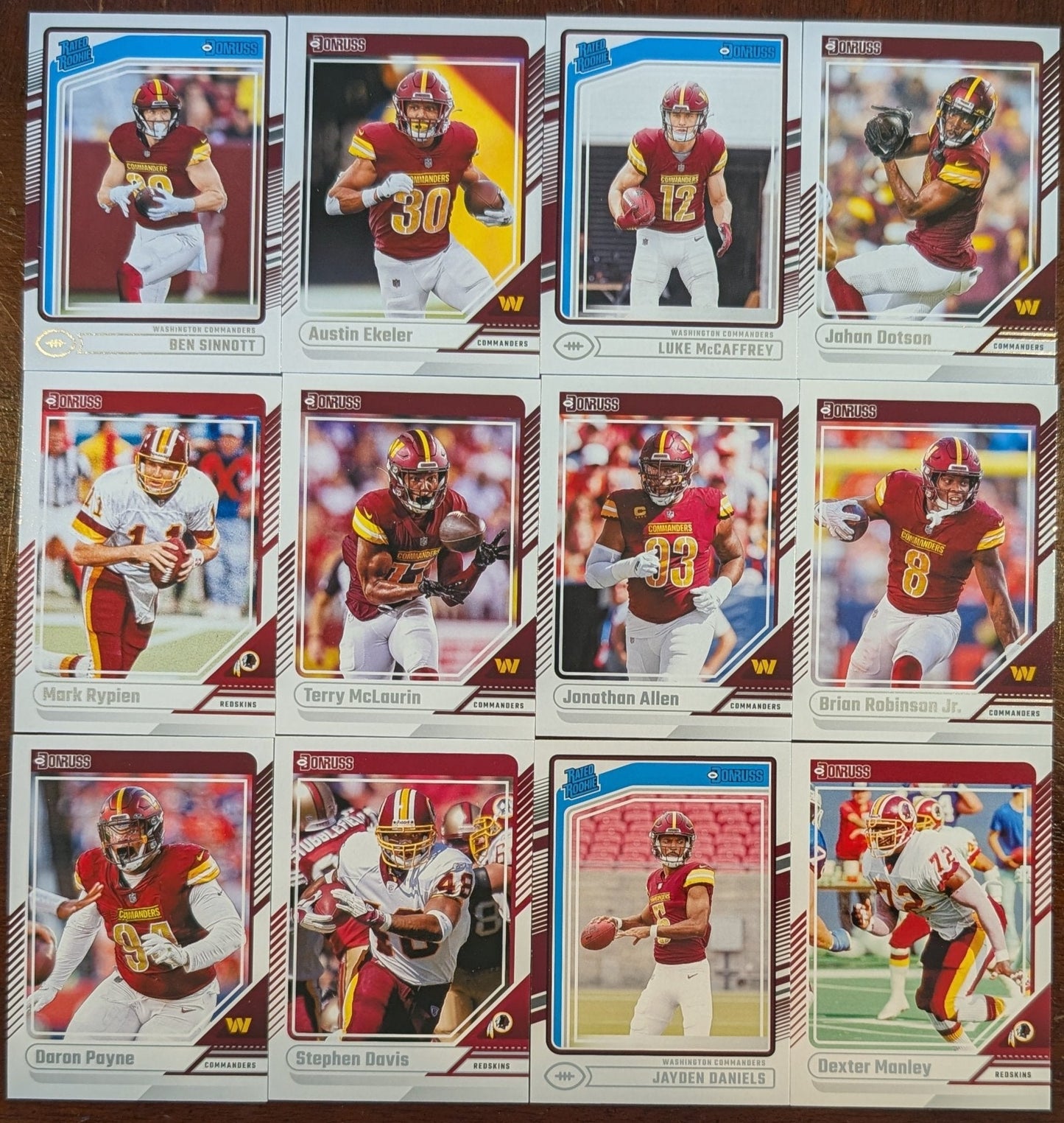 2024 Donruss Factory Sealed Washington Commanders NFL Team Set Jayden Daniels RC 389 plaque