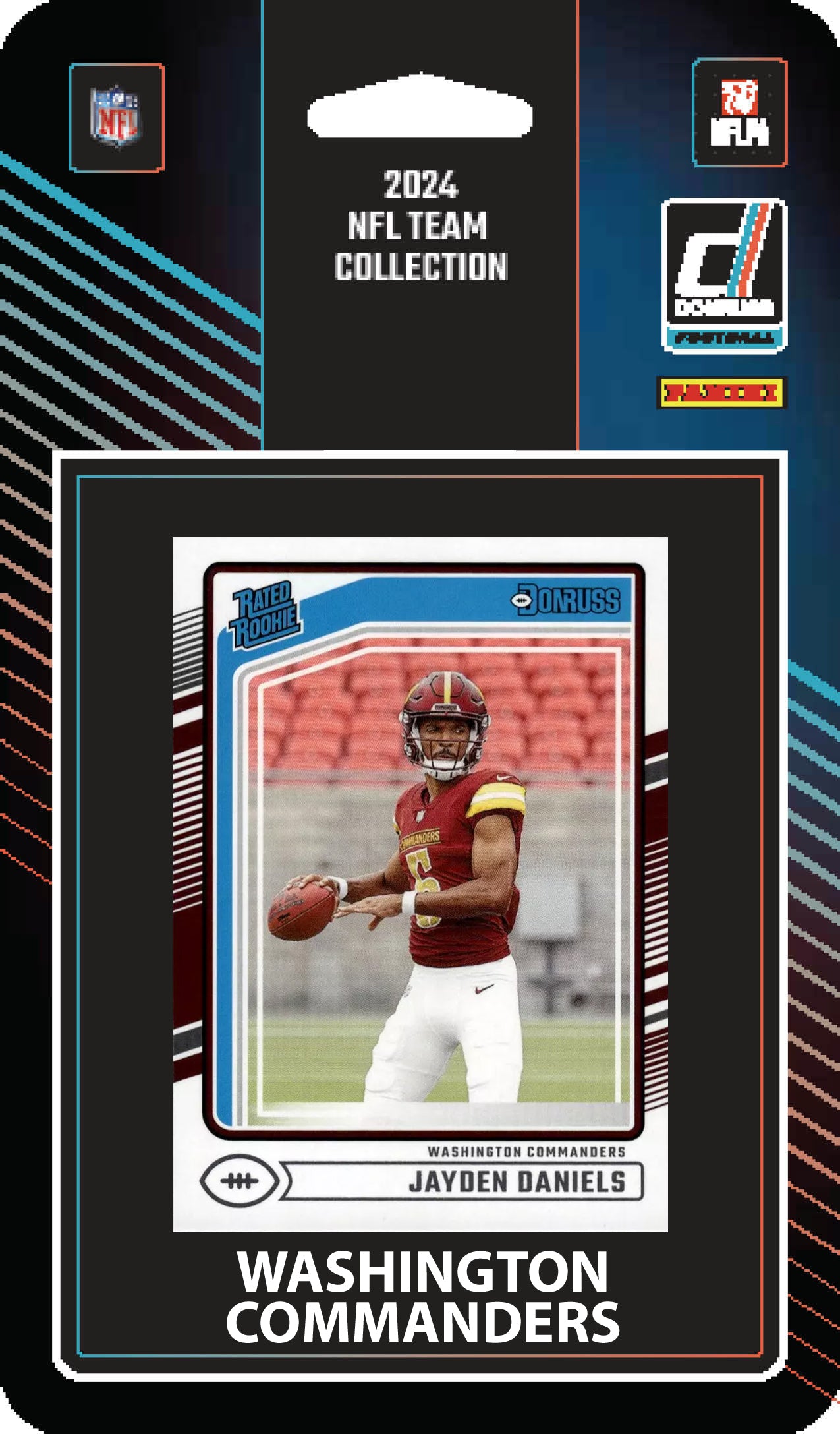 2024 Donruss Factory Sealed Washington Commanders NFL Team Set Jayden Daniels RC 389 plaque