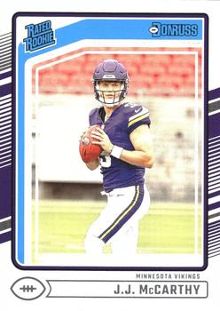 2024 Donruss JJ McCarthy RC Rated Rookie Minnesota Vikings Football NFL Card #303 plaque