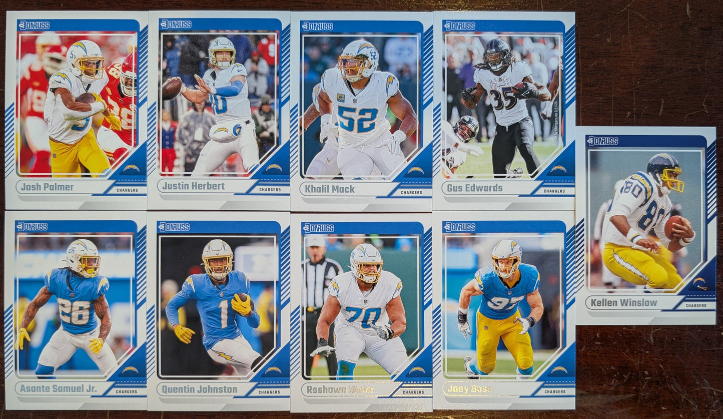 2024 Donruss Los Angeles Chargers NFL Veterans Set (9) Justin Herbert Joey Bosa plaque