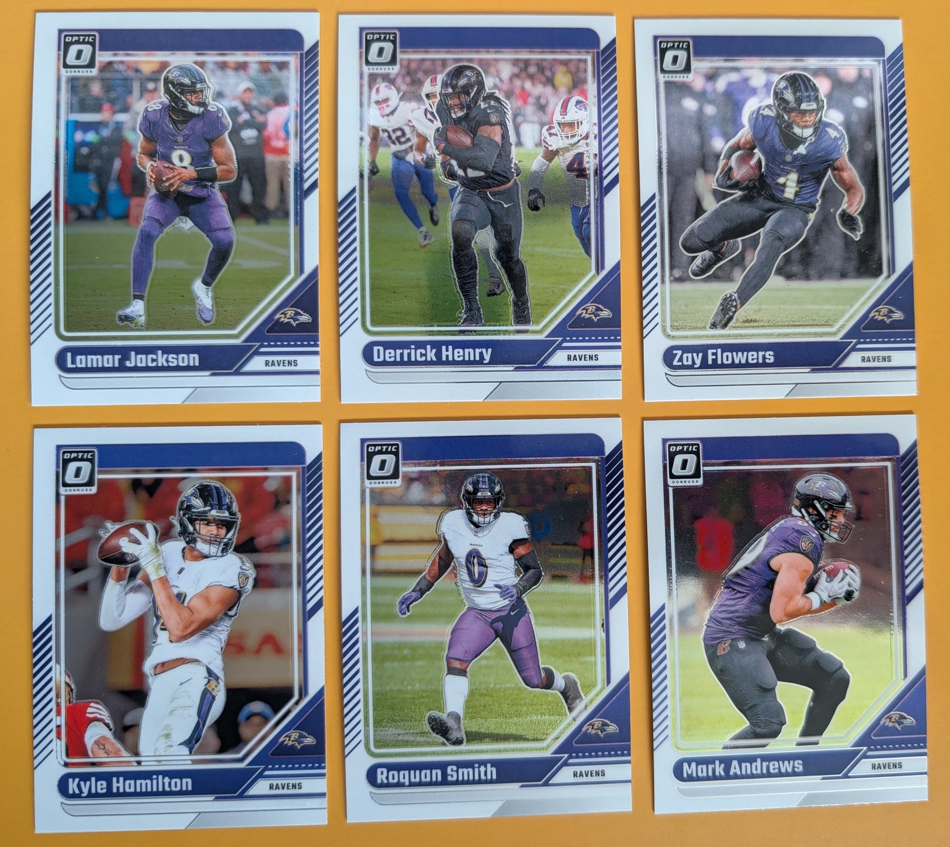 2024 Donruss Optic NFL Team Pack Baltimore Ravens Lamar Jackson Derrick Henry plaque