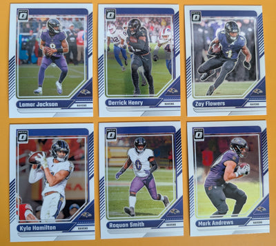 2024 Donruss Optic NFL Team Pack Baltimore Ravens Lamar Jackson Derrick Henry plaque