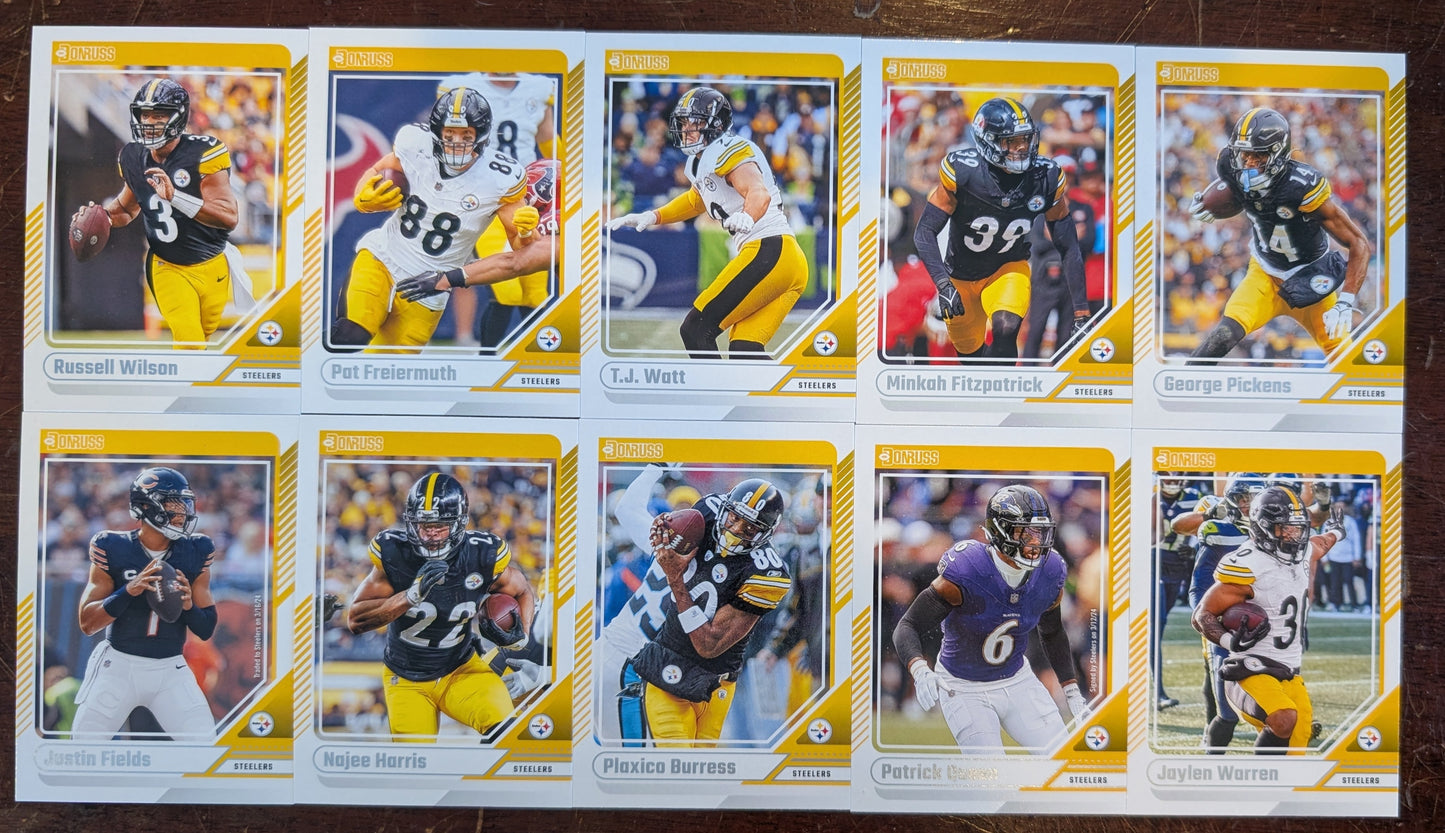 2024 Donruss Pittsburgh Steelers NFL Veterans Set (10) TJ Watt Najee Russel Wilson plaque