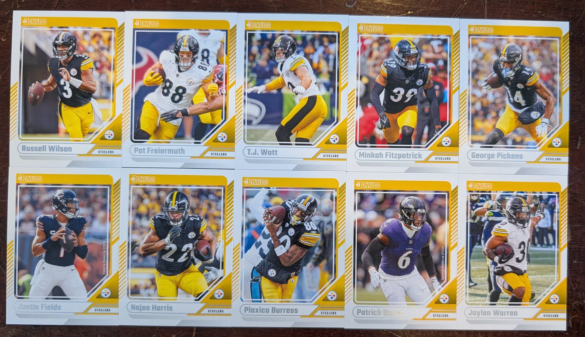 2024 Donruss Pittsburgh Steelers NFL Veterans Set (10) TJ Watt Najee Russel Wilson plaque
