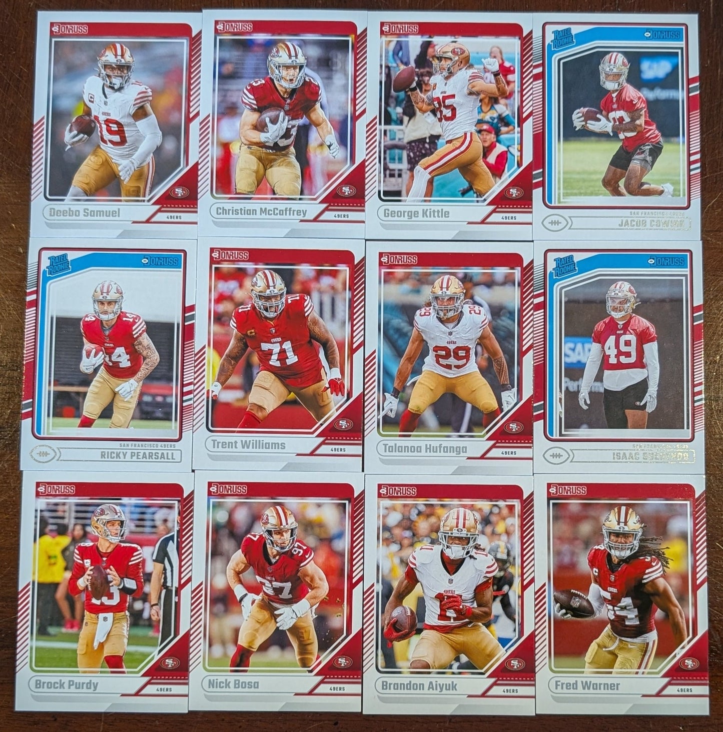 2024 Donruss San Francisco 49ers NFL Team Set Kittle Purdy McCaffrey Samuel plaque