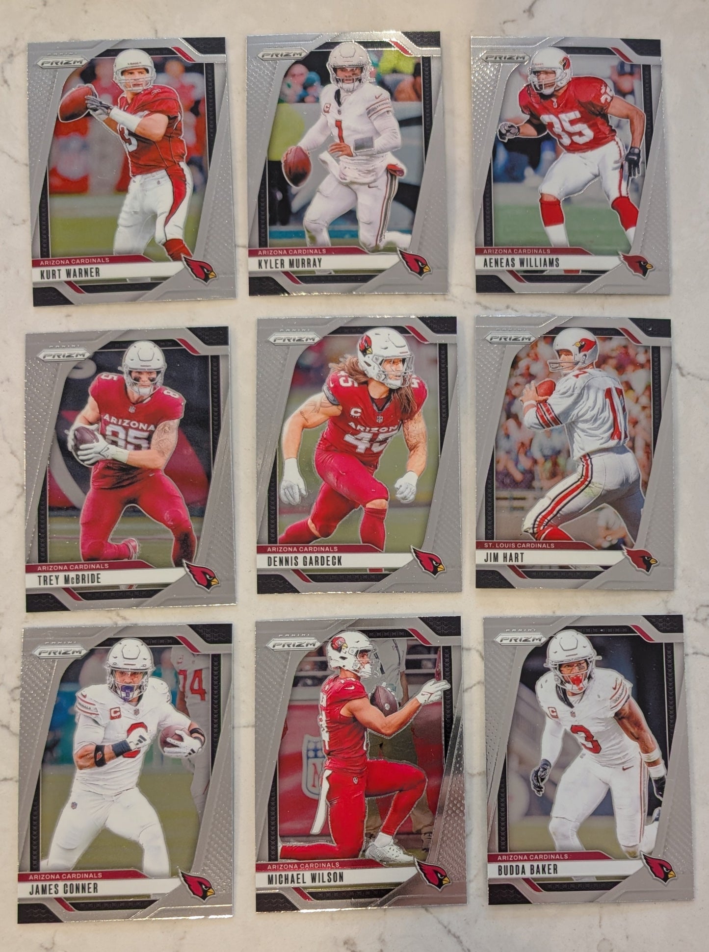 2024 Panini Prizm Team Pack Arizona Cardinals Kyler Murray Michael Wilson Kurt Warner plaque