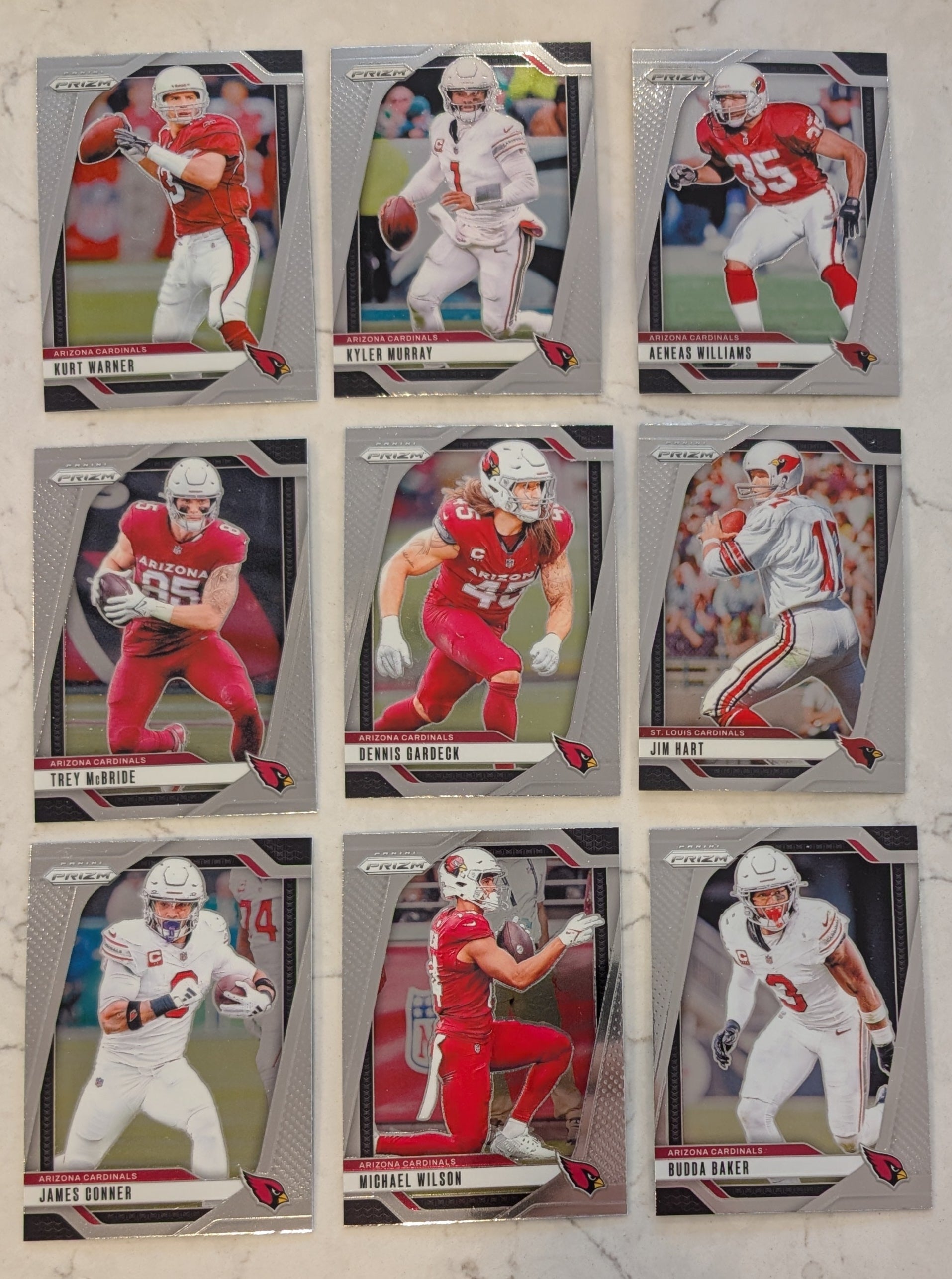 2024 Panini Prizm Team Pack Arizona Cardinals Kyler Murray Michael Wilson Kurt Warner plaque