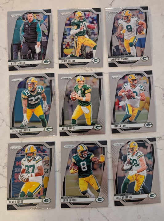 2024 Panini Prizm Team Pack Green Bay Packers Jordan Love Brett Favre Josh Jacobs Watson Doubs plaque
