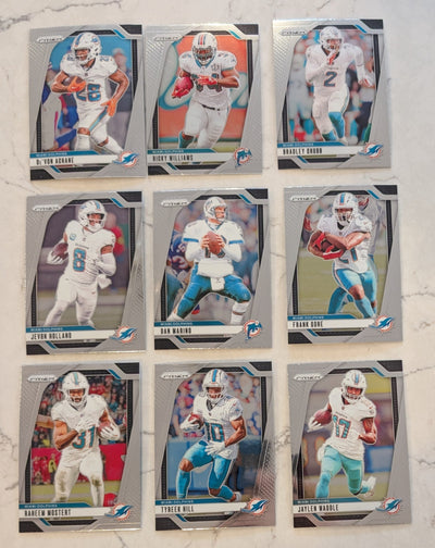 2024 Panini Prizm Team Pack Miami Dolphins Dan Marino Tyreek Hill Jaylen Waddle Ricky Williams plaque