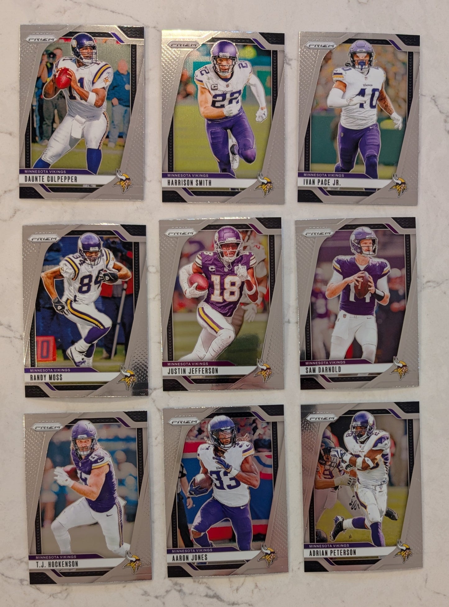 2024 Panini Prizm Team Pack Minnesota Vikings Justin Jefferson Randy Moss Peterson Culpepper plaque