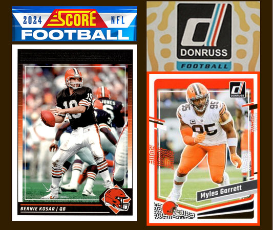 2024 SCORE Cleveland Browns NFL Team Set Myles Garrett Kosar + 2023 Donruss plaque