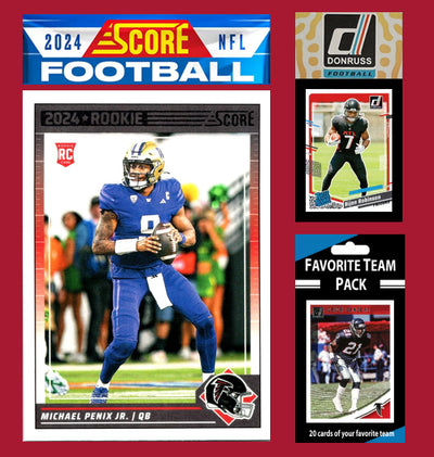 2024 SCORE NFL Atlanta Falcons Team Set Gift Pack + 2023 Donruss + 20 Card Pack  323 Michael Penix RC Deion Sanders plaque