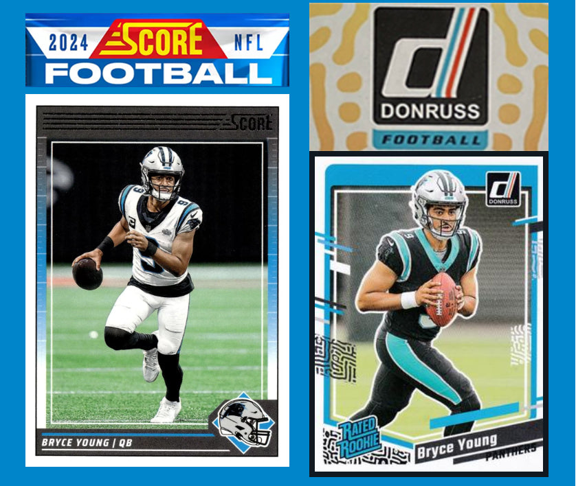 2024 SCORE NFL Carolina Panthers Team Set Jonathan Brooks RC 2023 Donruss Bryce Young RC plaque