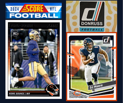 2024 SCORE NFL Chicago Bears Team Set Rome Odunze RC 309 + 2023 Donruss plaque