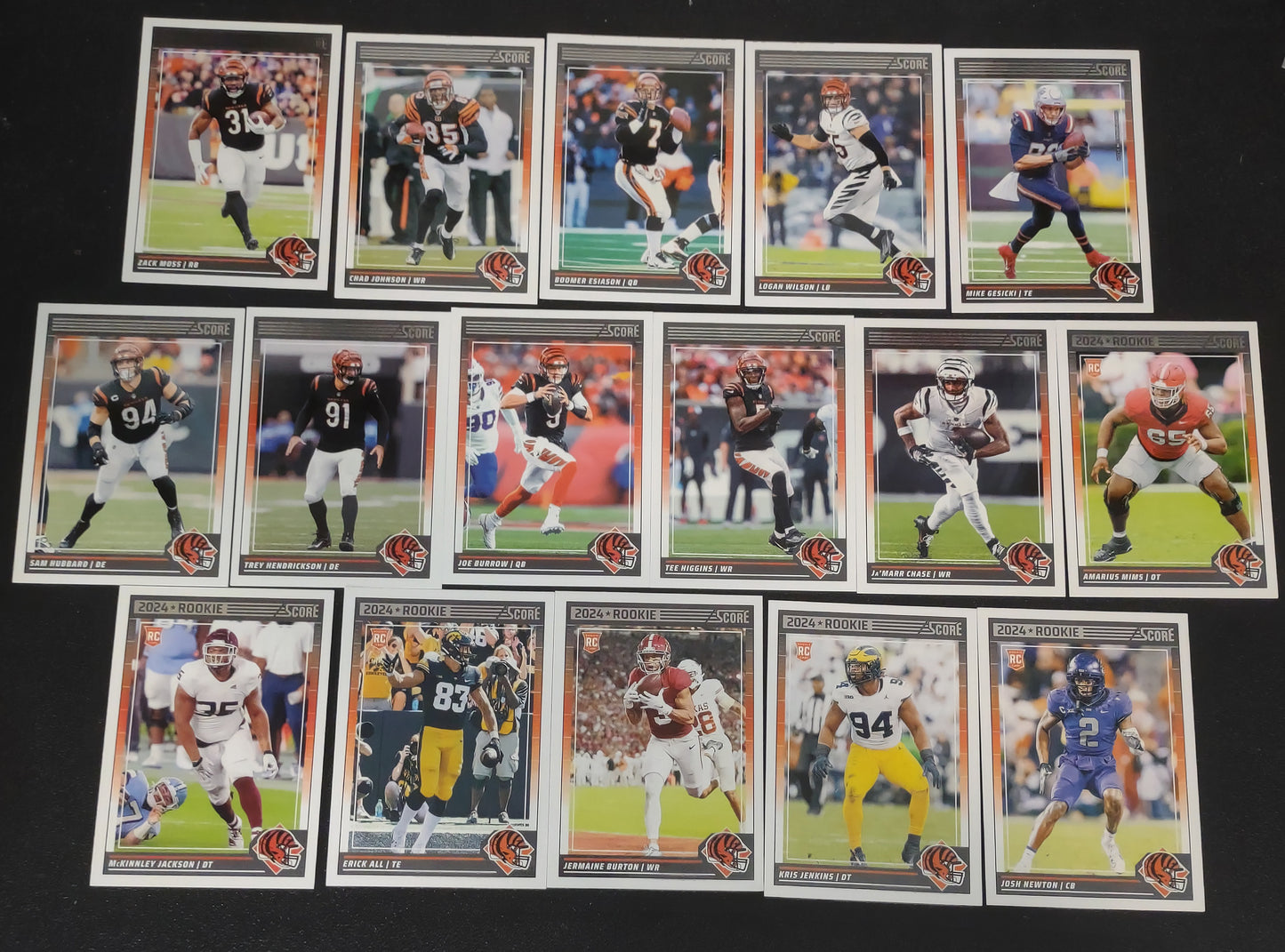 2024 SCORE NFL Cincinnati Bengals Team Set Joe Burrow + 20 Card Pack Chad Johnson plaque