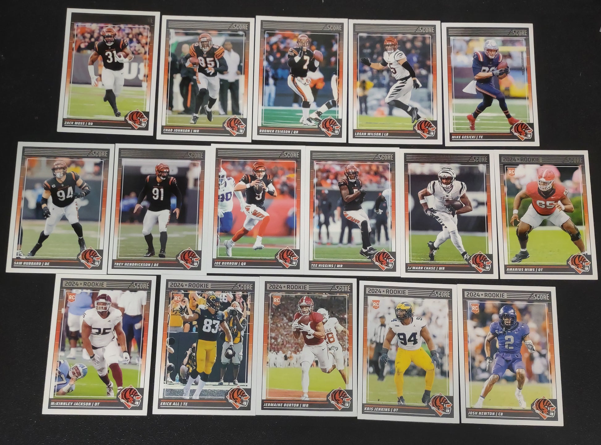2024 SCORE NFL Cincinnati Bengals Team Set Joe Burrow + 20 Card Pack Chad Johnson plaque