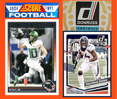 2024 SCORE NFL Denver Broncos Team Set Bo Nix RC 332 + 2023 Donruss plaque