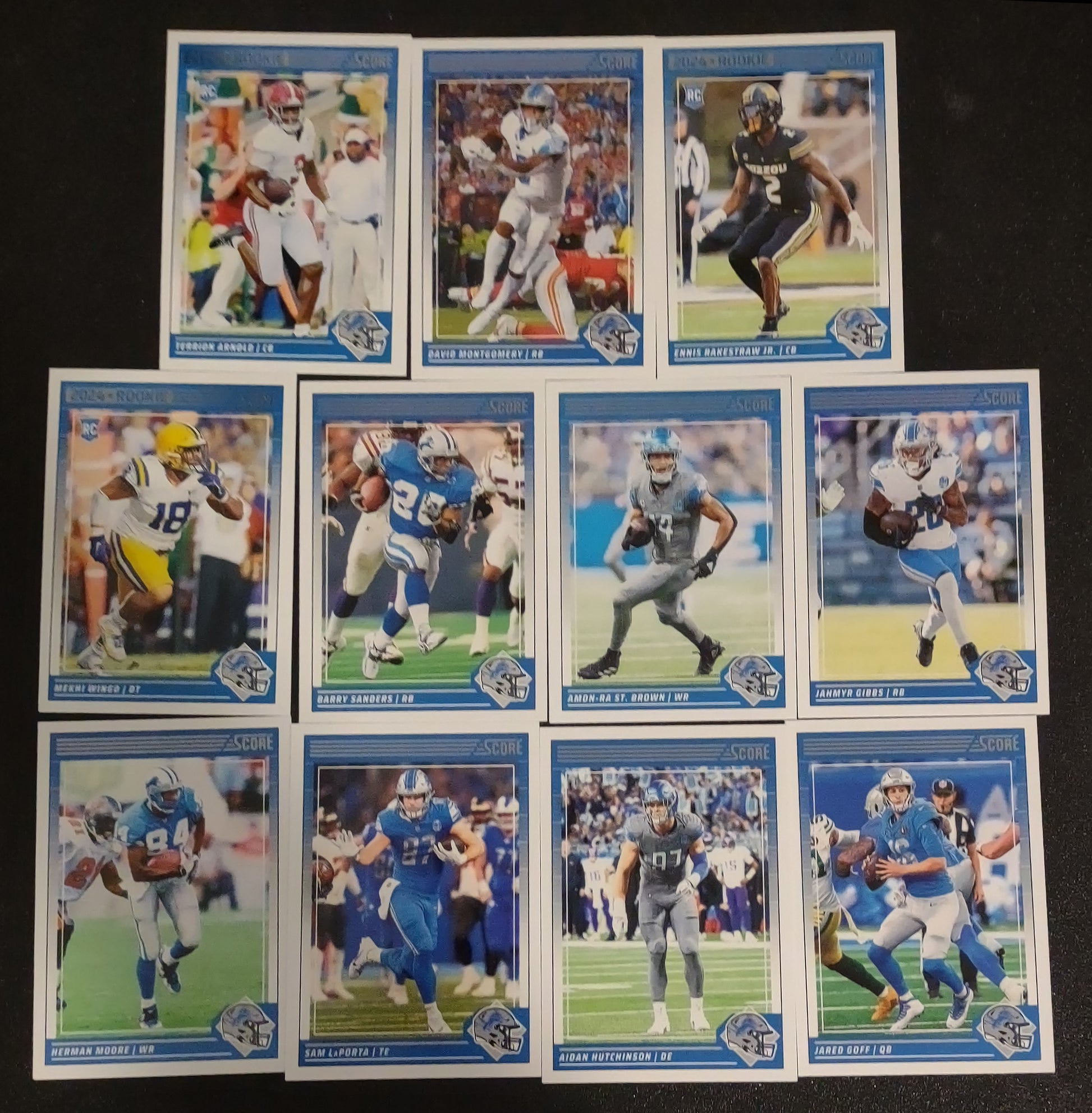 2024 SCORE NFL Detroit Lions Team Set Jahmyr Gibbs Amon Ra  + 20 Card Pack Barry Sanders plaque