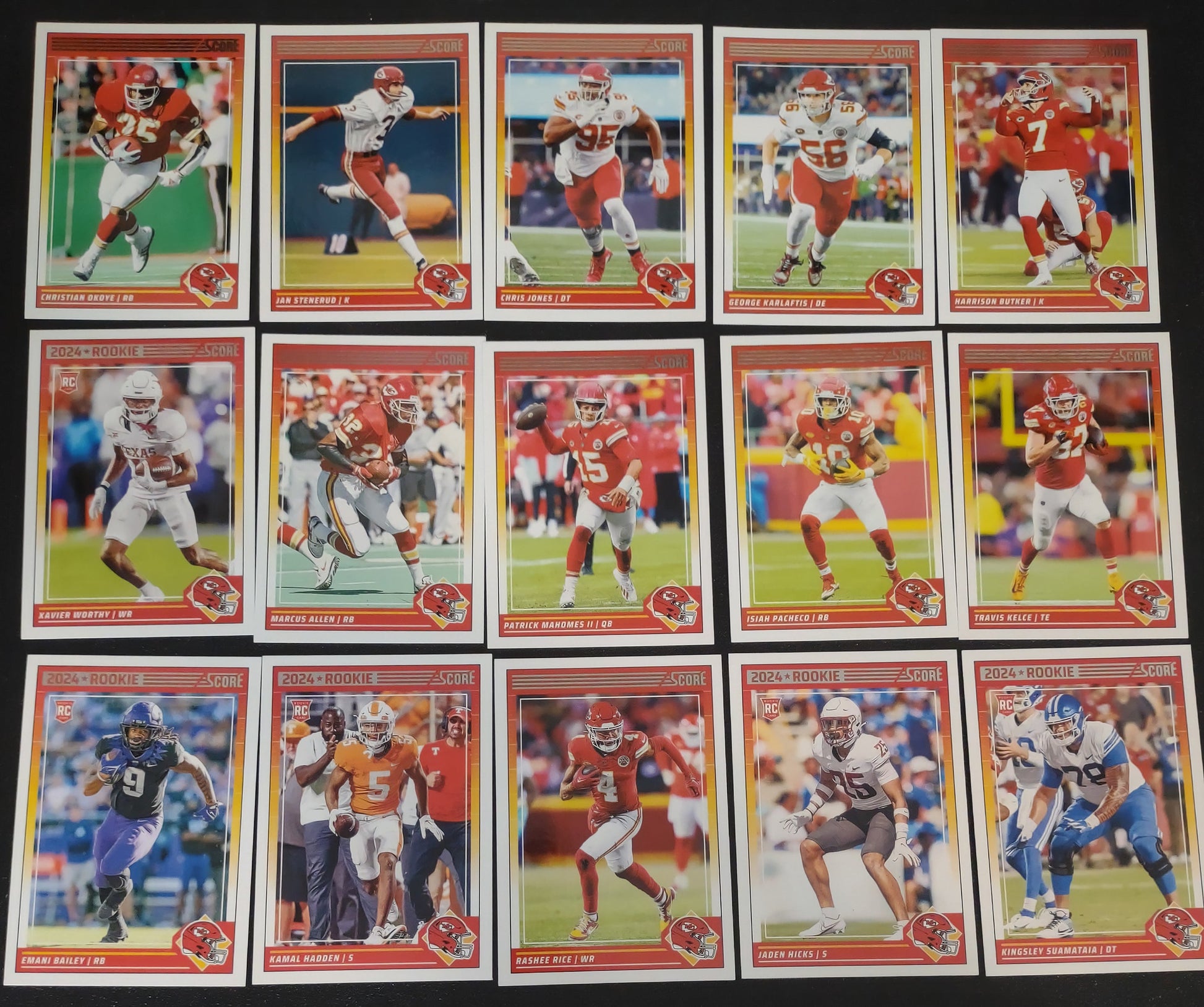 2024 SCORE NFL Kansas City Chiefs Team Set Mahomes Kelce 324 Xavier Worthy plaque
