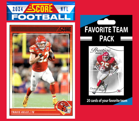 2024 SCORE NFL Kansas City Chiefs Team Set Mahomes Kelce 324 Xavier Worthy  + 20 Card Pack Okoye plaque