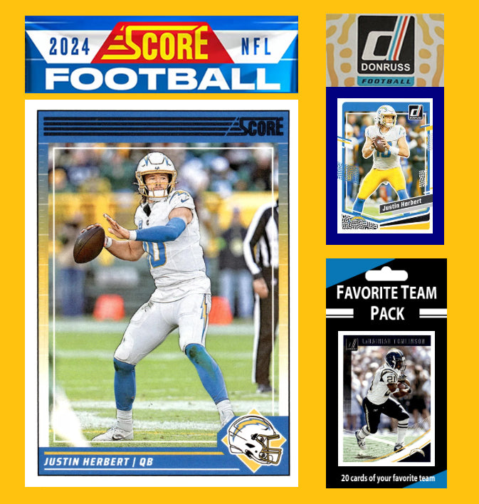 2024 SCORE NFL Los Angeles Chargers Team Set Gift Pack + 2023 Donruss + 20 Card Pack  Herbert Tomlinson plaque