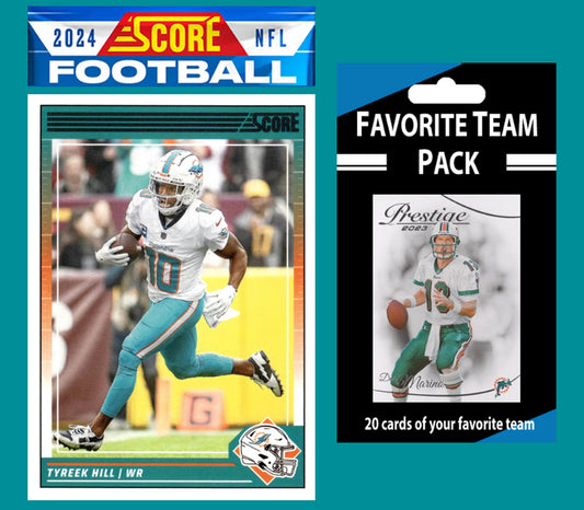 2024 SCORE NFL Miami Dolphins Team Set Tua Tyreek Hill Tua Tagovailoa + 20 Card Pack Dan Marino plaque