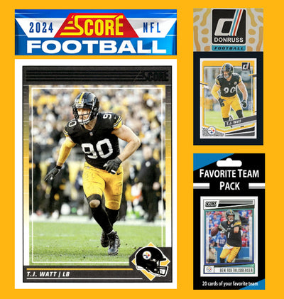 2024 SCORE NFL Pittsburgh Steelers Team Set Gift Pack + 2023 Donruss + 20 Card Pack Watt Roethlisberger plaque