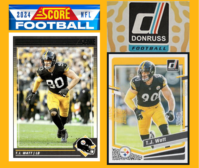 2024 SCORE NFL Pittsburgh Steelers Team Set TJ Watt Hines Ward + 2023 Donruss plaque