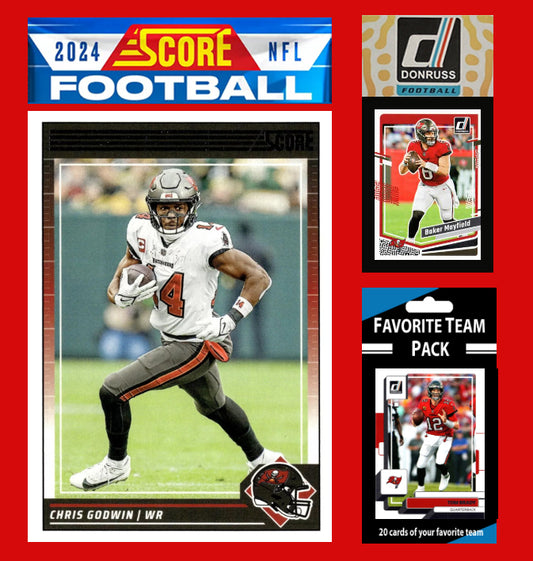 2024 SCORE NFL Tampa Bay Buccaneers Team Set Gift Pack + 2023 Donruss + 20 Card Pack Mayfield Tom Brady plaque