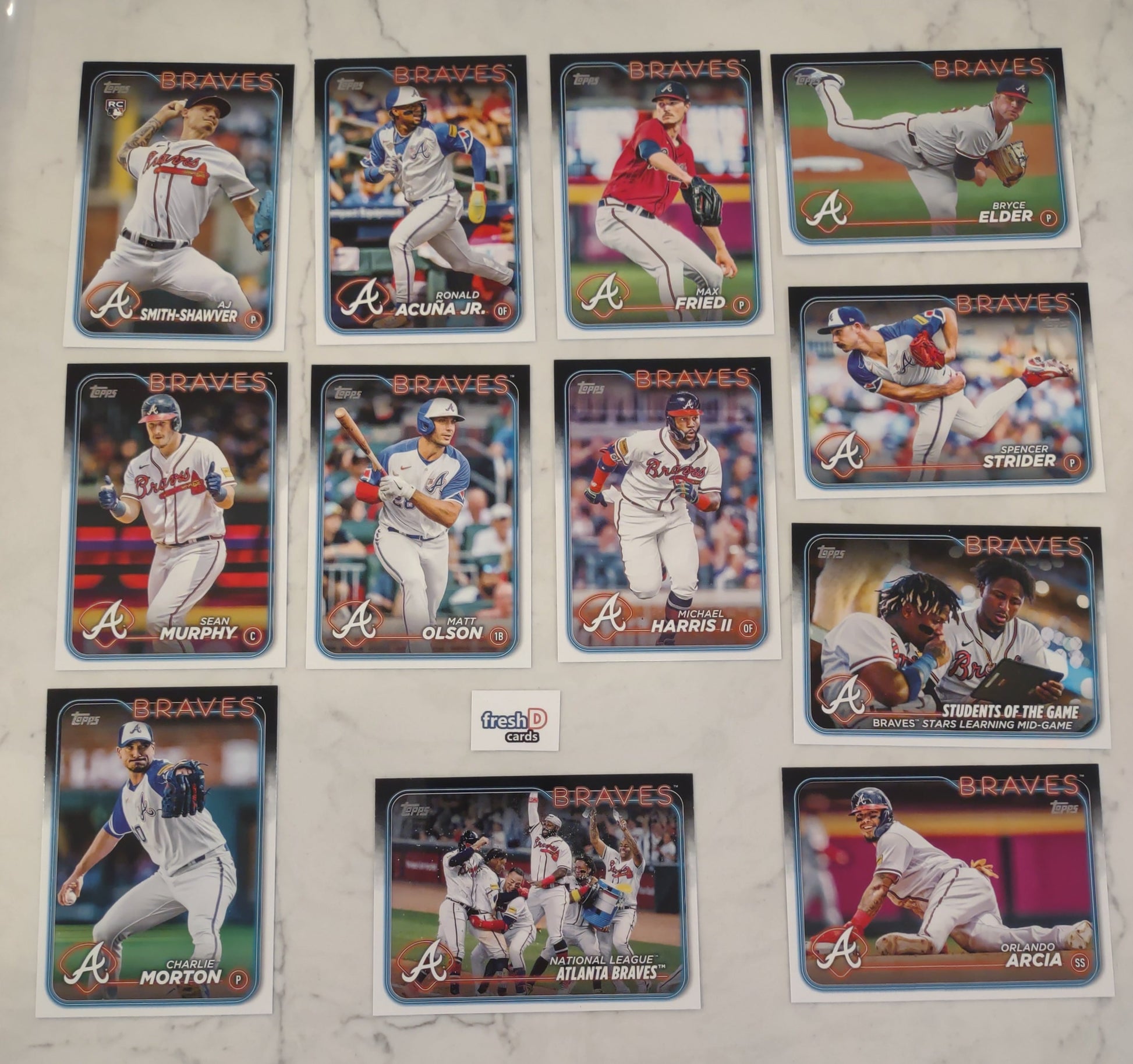 2024 Topps Series 1 Team Set In Hand Atlanta Braves Acuna Strider plaque