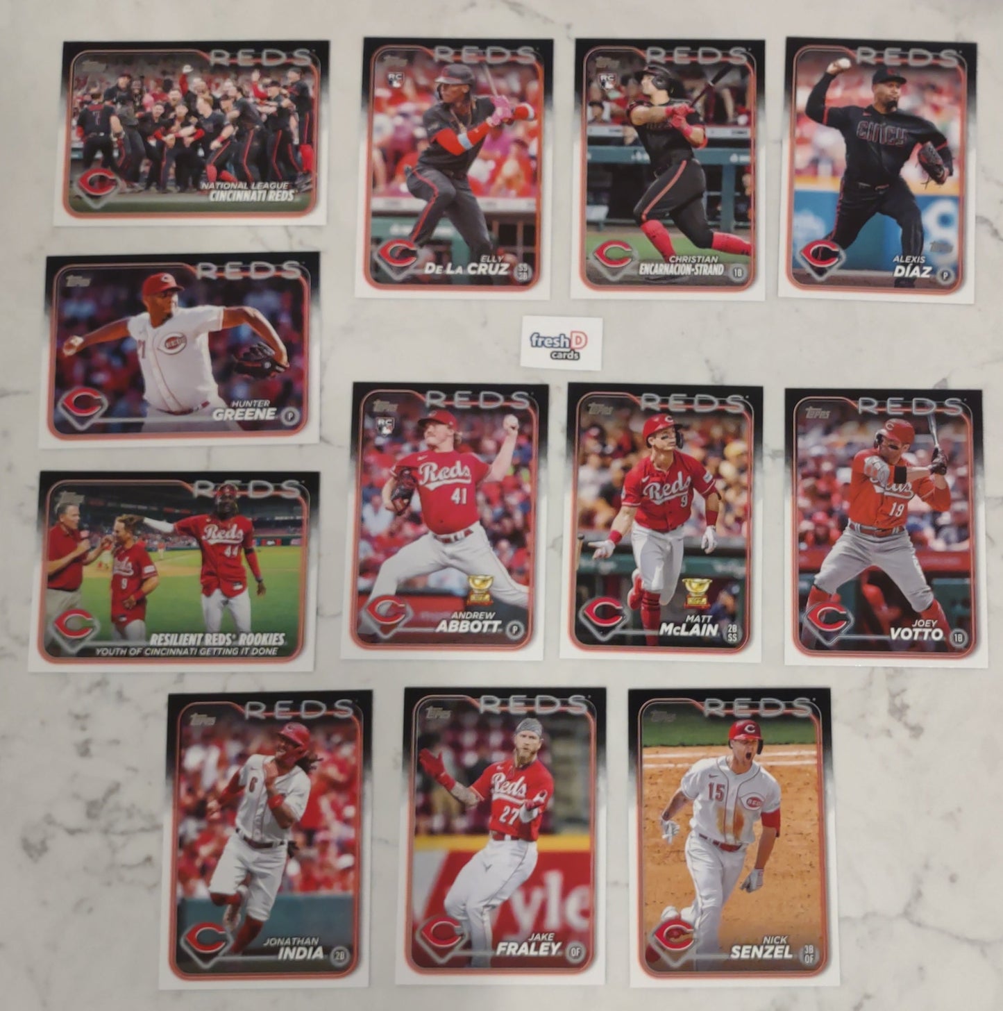 2024 Topps Series 1 Team Set In hand Cincinnati Reds Elly De La Cruz 141 plaque