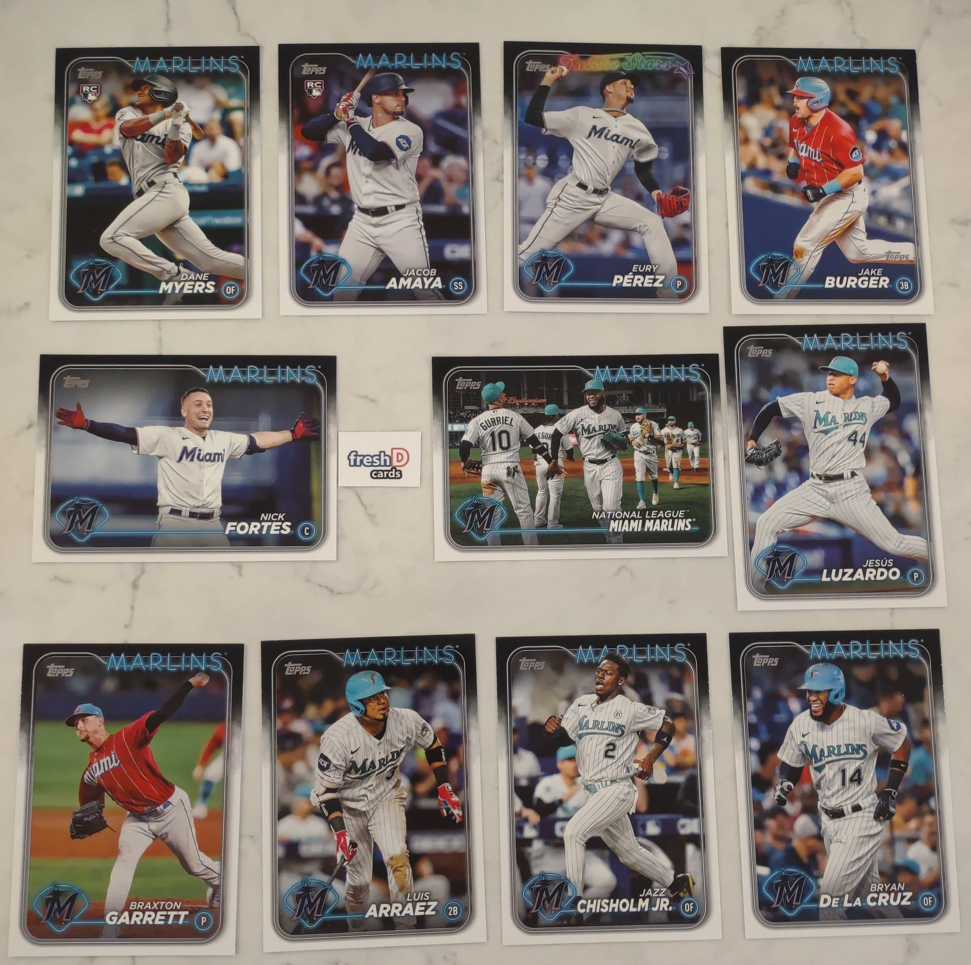 2024 Topps Series 1 Team Set In Hand Miami Marlins Jazz Eury plaque