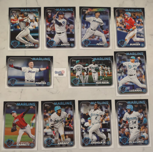 2024 Topps Series 1 Team Set In Hand Miami Marlins Jazz Eury plaque