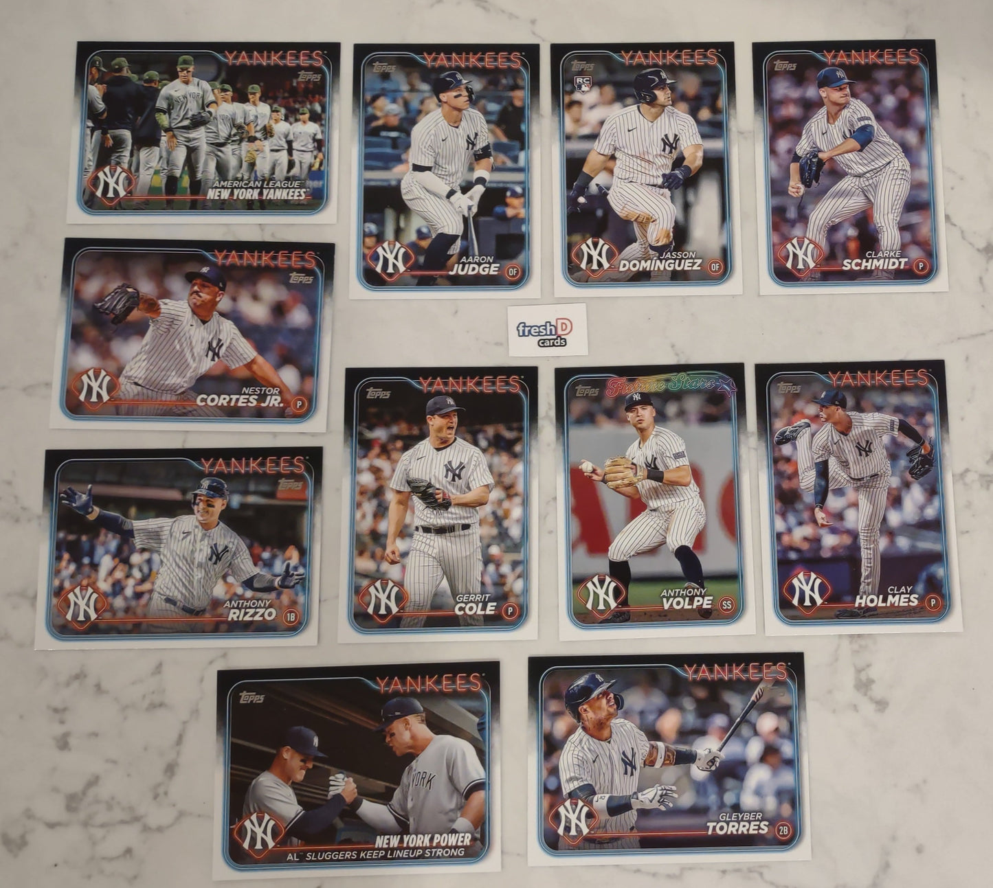 2024 Topps Series 1 Team Set In Hand New York Yankees 60 Jasson Domínguez RC plaque