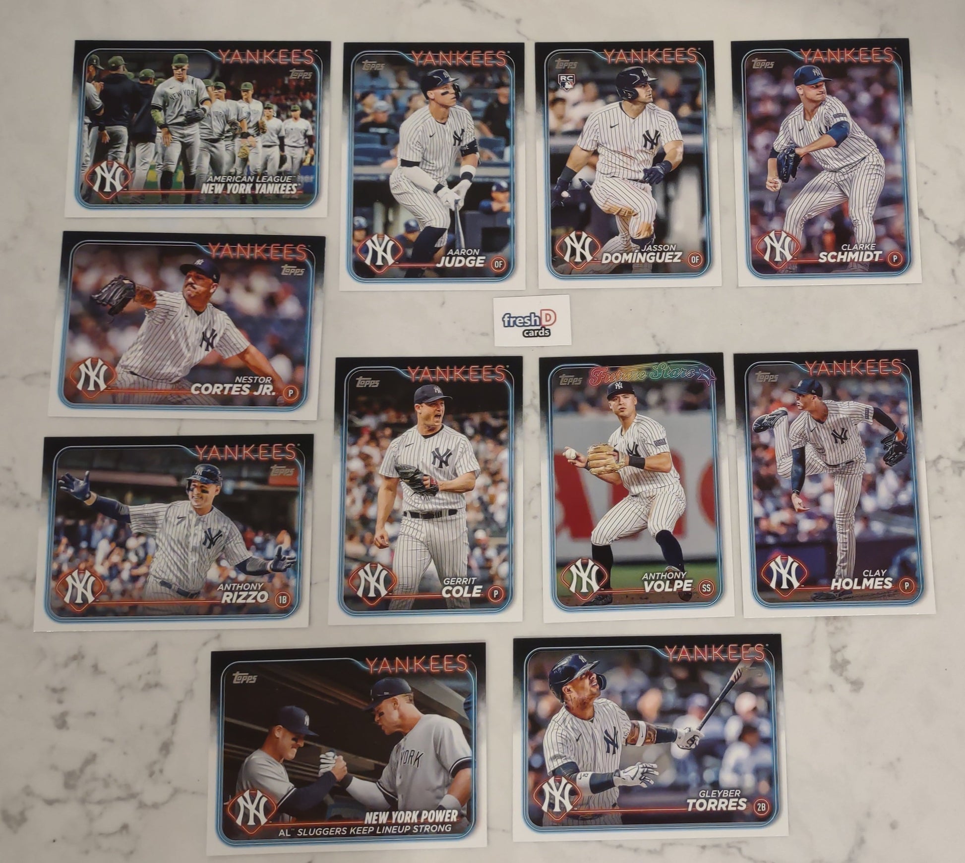 2024 Topps Series 1 Team Set In Hand New York Yankees 60 Jasson Domínguez RC plaque